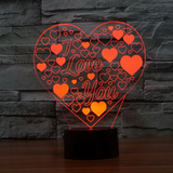 TD® 3D Optique LED Veilleuse Veilleuse 3D LED I Love You Confession avec 7 couleurs de lumière pour la décoration de la maison Lampe