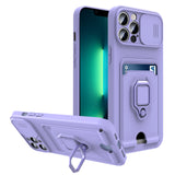 TD® Étui pour téléphone portable adapté pour iPhone12PROMAX multi-fonction push fenêtre carte coque souple carte sac anneau support