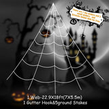 TD® Halloween decoration toile d'araignée triangulaire super en forme d'éventail accessoires de décoration de fête en ligne 7.*5.5m