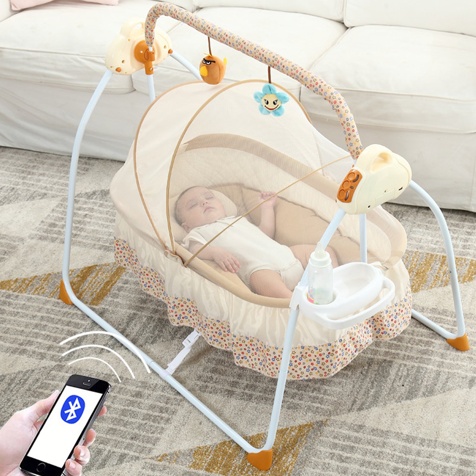 TD® Bébé électrique berceau lit bébé Portable pliable en métal balançoire  chaise berçante panier de couchage avec moustiquaire