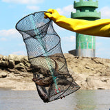 TD® Filet de pêche de printemps Cage de crabe ronde pliante Cage de crevettes fil Nylon maille solide et Durable matériel de pêche p