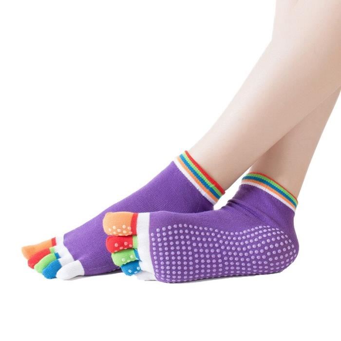 TD® Chaussettes de sport pour dames à cinq doigts pur coton à bout ouvert licol de yoga danse chaussettes de yoga antidérapantes