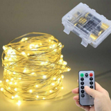 TD® Guirlandes lumineuses Led 10m | Fil d'argent, batterie USB, minuterie de noël - Modèle: with 3AA battery 10m 100leds  -white
