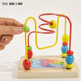 HTBE® Horloge en bois pour enfants multi-fonction jouet perlé boîte au trésor 1-6 ans jeu d'intelligence à quatre faces boîte perlée