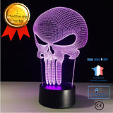TD® Lampe optique poser décoratif tactile 7 couleurs illusion optique - modèle crâne - faible consommation câble USB ou 3 piles AAA