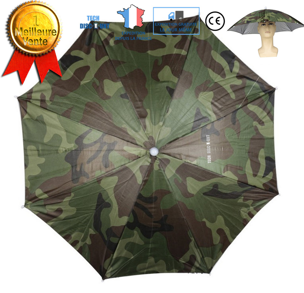 TD® parapluie camouflage 30cm bandeau elastique casquette de peche plage golf tete avec mains libres chapeau multifonctionnel soleil
