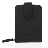 TD® Porte-Monnaie en Cuir PU de Couleur Unie Noir pour Femmes Portefeuille Porte-Cartes/ Double Fermetures Zip et Bouton à Pression