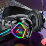 TD® Casques de jeu，modèle filaire USB，réduction du bruit rétro-éclairage RGB avec microphone
