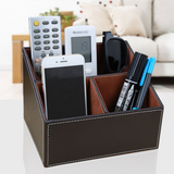 TD® Boîte de rangement Porte-stylo en cuir multifonction Boîte de rangement multi-cellules en cuir avec télécommande de bureau Range