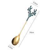 TD® Cuillère en acier inoxydable 304 Cuillère à wapiti de style nordique Coffret cadeau de Noël Cuillère à café