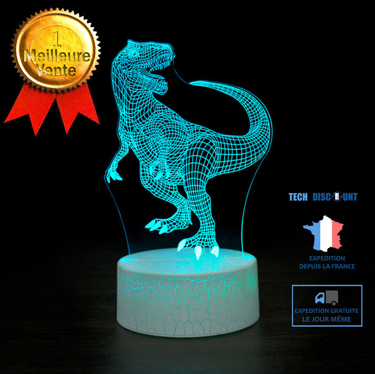 TD® 7 Couleurs Changeantes Veilleuses 3D LED Dinosaure Illusion Lampe Tactile Télécommande At10261