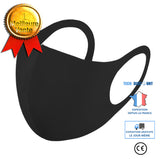 TD® Masque noir en soie tricotée en pur coton pour hommes et femmes Masque anti-buée, froid, respirant et lavable
