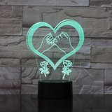 TD® Décoratif USB Coeur 7 Couleurs Télécommande Illusion Optique Veilleuse 3D Visualisation Tableau Bureau Lampes 3D Glow LE ND91272
