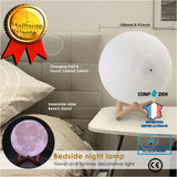 Lampe Lune,15cm Lampe 3D de Lune 16 Couleurs Port d'USB avec Support en Bois,Lampe A Poser,Cadeau de Noël