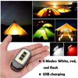 TD® Lampe Torche de Camping en porte clés / Mini Feu de Camping / Lanterne COB Lumière / Noire