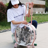 TD® Caisse de chariot pour animaux de compagnie sac de chat transparent sortir portable muet roue universelle boîte à air portable