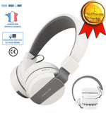 TD® casque bluetooth réduction de bruit sans fil sport sony gris blanc audio micro intégrée écouteurs stéréo oreillettes mode veille