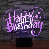 TD® 3D Optique LED Veilleuse 3D LED Night Light Joyeux Anniversaire Cadeau avec 7 Couleurs Lumière pour La Décoration De La Maison L