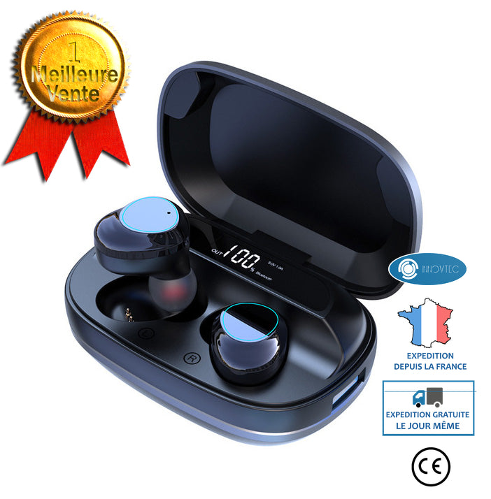 INN® Casque sans fil 75t Oreillette Bluetooth intra-auriculaire 5.0, compatible avec le casque sans fil 75t de Jabra noir