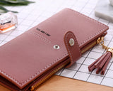 TD® Portefeuille femmes Simple Long Gland Porte-Monnaie Porte-Cartes Sac à Main / Beige Sacoche/ Franges/ Pratique Esthétique