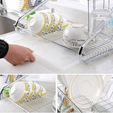 TD® Égouttoir à couverts chrome conception plastique chrome acier sécher couverts égoutter assiettes plates vaisselle propre
