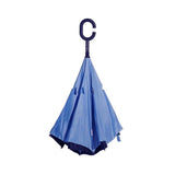 TD® Parapluie inversé polka double nylon ultra résistant imperméable couleur bleu taille universelle 8 baleine protection pluie UV
