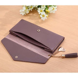 TD® Portefeuille Femmes  Simple Long Porte-Monnaie Gland  à Franges Ports- Cartes Sac à Main Rouge Vin Élégant Double Sécurité