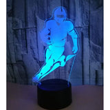 TD® Lampe de table 3D illusion en forme de Joueur rugby - Veilleuse luineuse 3D hollograme décoration chambre