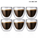 TD® Pack de 6 gobelets à café expresso spiritueux capacité 650ml Double paroi thermique en verre transparent servir thé café tasse c