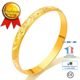 TD® Bracelet Jonc pour Femme Mariage Chaîne en Plaqué Or 18 Carats Charme Zirconium Rond Bijoux Cadeau Idéal Doré Motifs Gravés