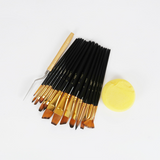 Ensemble de pinceaux 17 pièces de pinceau d'art en nylon en bois Ensemble de pinceaux aquarelle pour peinture à l'huile acryl