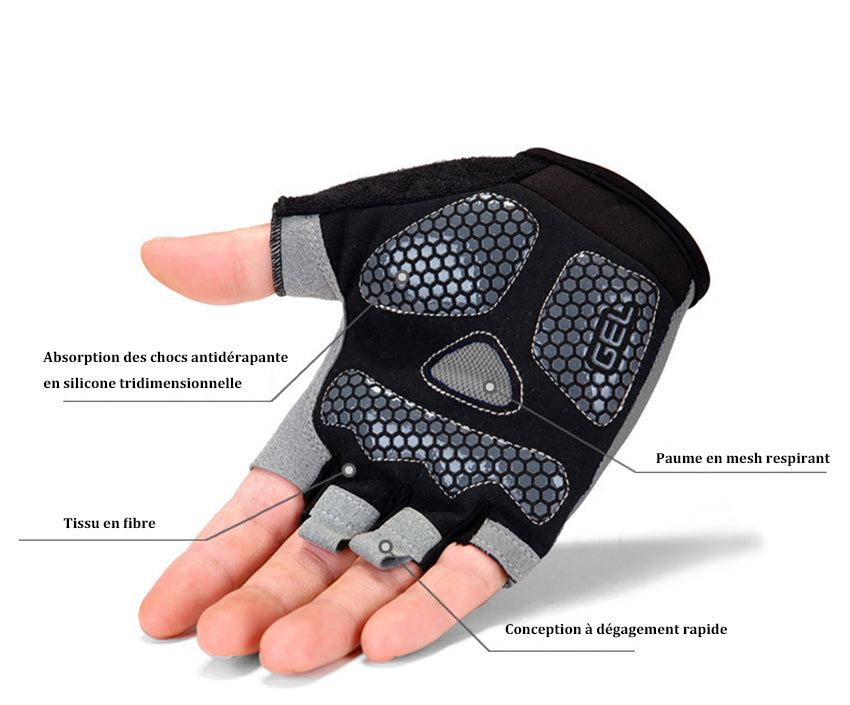 TD® Une paire Version améliorée des gants en maille demi-doigt vélo cyclisme conduite  femmes cyclisme gants de fitness antidérapant