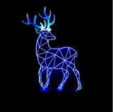 TD® 3D Optique LED Veilleuse 3D LED Veilleuse Sika Deer avec 7 couleurs de lumière pour la décoration de la maison lampe Amazing Vis