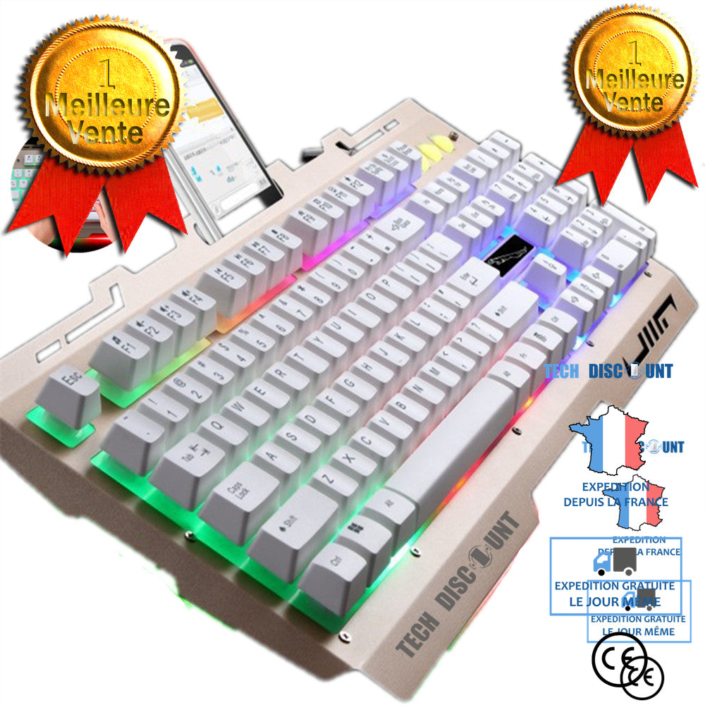 TD® clavier gamer mécanique gamer blanc lumineux disposition