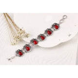 TD® Argent Parure Pendentif Rouge Ensemble Bijoux Rétro/Chic Vintage Collier Boucles d'Oreilles Bracelet Cadeau Femme Cadeau