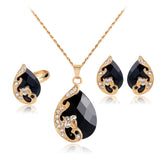 Ensemble de bijoux réglable pour femmes Collier trois pièces exquis, boucles d'oreilles, bijoux parure de bague Cadeaux pour