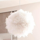 TD® 3 Pièces Lustre suspension en plumes 50 cm E27 45 W blanc Lustre En Forme De Plumes Naturelles Pour Décoration Chambre...