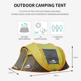 TD® Tente extérieure entièrement automatique pour 3-4 personnes pour ouvrir rapidement la tente sans pique-nique de camping anti-plu