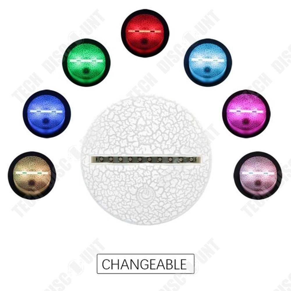 TD® Illusion optique 3D lampe optique à poser 7 mode couleur veilleuse lampe table à poser télécommande décoration tactile lama fort