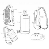 TD® Sac de poitrine sac bandoulière antivol USB pour hommes sac décontracté multifonctionnel imperméable