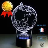 TD® Veilleuse 3D Terre Globe Led 7 Changement De Couleur Flash Light Table Chevet Bébé Sommeil Nuit Lampe Nouveauté Enfant Enfant De