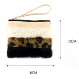 TD® Trousse de maquillage couleur assortie mode peluche fermeture éclair sac cosmétique PU rétro confortable lavage sac stockage