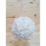 TD® Boule de fleur avec strasses pour décoration Table/ Salle de mariage BLANC x 1/ Fleur Rond perlée avec Accroche