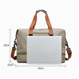 TD® Sac de voyage grande capacité séparation oxford étanche compartiment chaussures housse de sac embarquement sac fitness marron