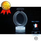 TD® Lampe optique poser décoratif tactile 7 couleurs illusion optique - modèle bague - faible consommation câble USB ou 3 piles AAA