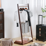 Porte-manteau sur pied cintre étagère de rangement salon chambre bambou double pôle renforcement style chinois simple cintre