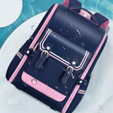 TD® Cartable imperméable à l'eau pour enfants étudiants garçons et filles couleur unie poche pour ordinateur intégrée en nylon
