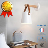 TD® Applique Murale Led En Bois Lit Lampe De Chevet Veilleuse Moderne Abat-jour Nordic Home Decor (blanc) - 249954 Blanc