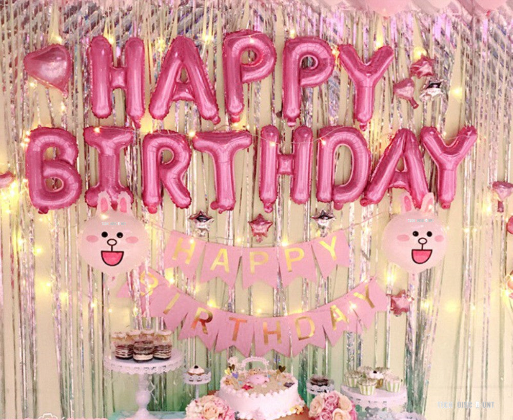 TD® ballon decoration anniversaire fille rose enfant garçon 3 ans bebe fete mural interieur exterieur joyeux anniversaire guirlande
