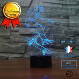 TD® 3D Optique LED Veilleuse 3D LED Night Light Skater Boy avec 7 couleurs de lumière pour la décoration de la maison Lampe Amazing